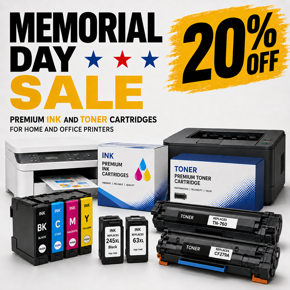 Memorial Day ink and toner cartridge sale - save up to 20 percent