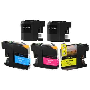 Compatible Brother LC207, LC205 ink cartridges, super high capacity yield, 5 pack