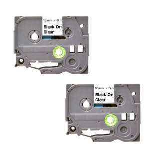 Compatible label tape for Brother TZe-141 - black on clear - 2-pack