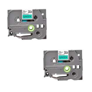 Compatible label tape for Brother TZe-741 - black on green - 2-pack