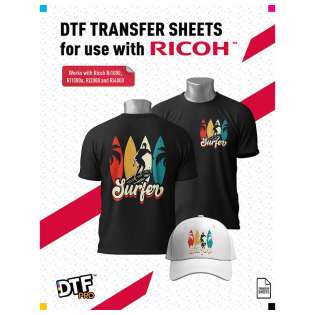 DTF Film for Ricoh Ri1000 / Ri1000X / Ri2000 / Ri 4000 - A3+ Size, 12.9 x 19 inches - DTF PreTreat Transfer Sheets