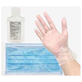 PPE Bundle Value Pack (includes 2oz hand sanitizer, 3-Ply Disposable Mask, and a pair of Vinyl Gloves) - MINIMUM 50 purchase required