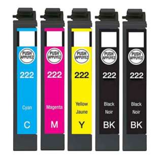 Remanufactured inkjet cartridges Multipack for Epson 222 - 5 pack