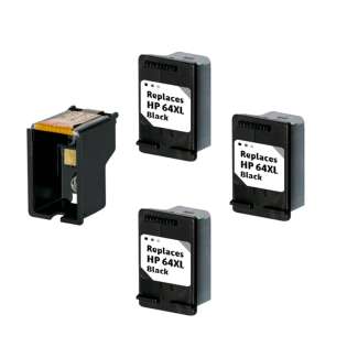 3 Plug-In Cartridges for HP 64XL (Black, 3-Plugins with an OEM printhead)