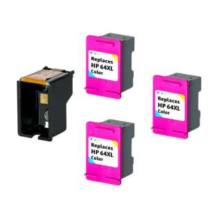 3 Plug-In Cartridges for HP 64XL (Color, 3-Plugins with an OEM printhead)