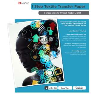 Durafirm 1 Step Transfer Media 8.5 in x 11 in (216 x 279mm) - includes 20 pcs - equivalent to Uninet iColor LIGHT Transfer Media and compatible with both iColor and OKI transfer printers