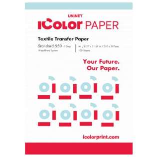 100 sheets: iColor 2 Step Standard 550 'A' Transfer Media for Light and Dark Textiles - A4 8.27 X 11.69 (210mm x 297mm) (Requires 'B' adhesive media)