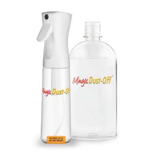 MagicDust-Off Spray - Anti-Static Fine Powder Remover for DTF and MagicInk Transfers - includes both the Mister Spray Bottle and 500ml MagicDust-Off Spray Liquid (for 150 T-Shirts)