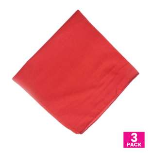 Cotton Bandanas for Face Masks | Make a Cloth Face Mask (22 inch size) - 3 Pack - Plain Red