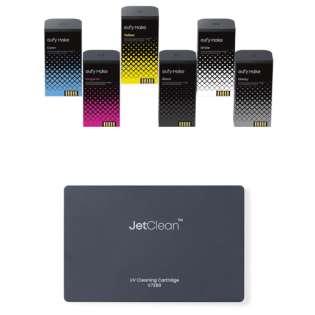 eufyMake E1 Ink Cartridge Kit - UV Ink (1 each) Black / Cyan / Magenta / Yellow / Gray (100ml each) and 1 cleaning cartridge (380ml) (V7240 Hard Bundle)