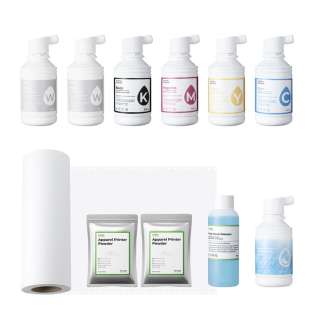 xTool Ultimate DTF Supply Bundle - CMYKW DTF Ink, DTF Powder x 2, DTF Film, DTF Moisturizer, Cleaning Kit and Cutter Kit (14 pcs)